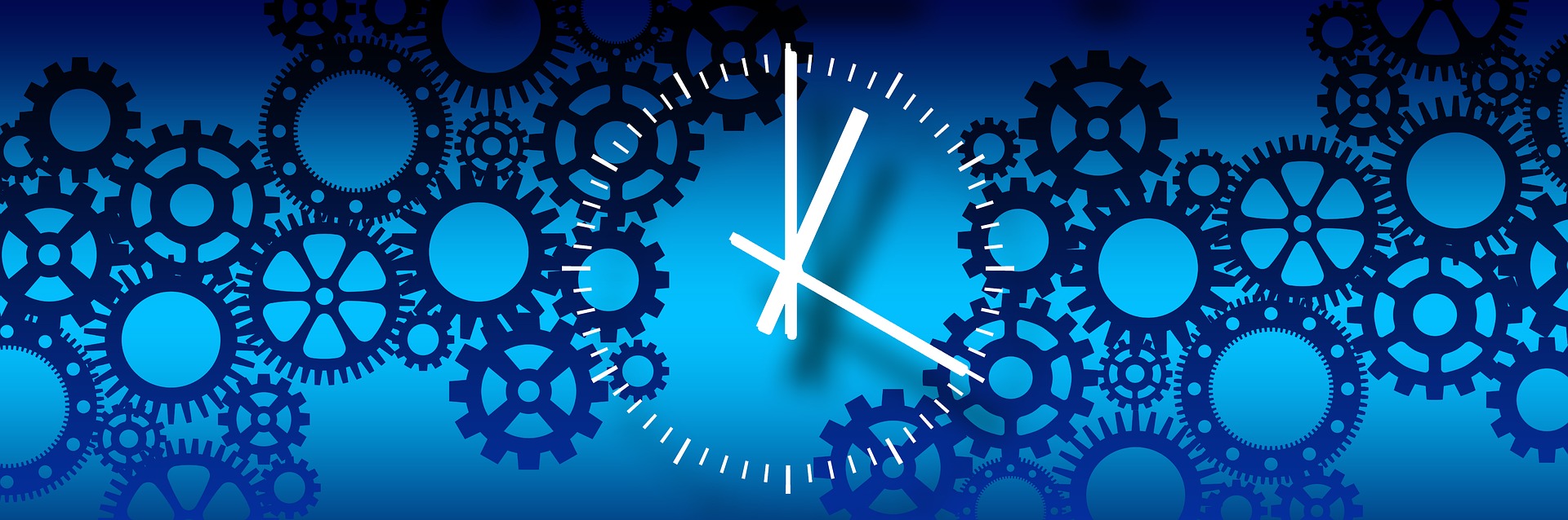 analog clock on blue image of gears
